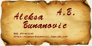 Aleksa Bunanović vizit kartica